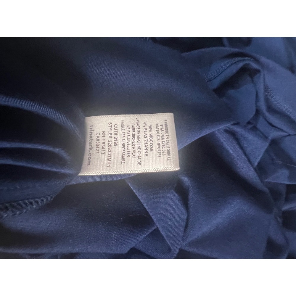 Trina Turk Navy Blue Jet Dress Ruched Drape Sleeveless Cocktail 2206301MH1 NWT M - Picture 12 of 13
